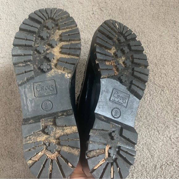 Sam Edelman Circus Shiny Patent Leather Lace Up Chunky Combat Boots - Picture 10 of 13